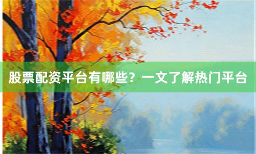 股票配资平台有哪些？一文了解热门平台